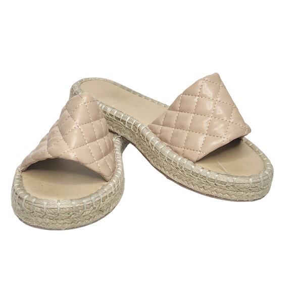 SHOE LAND Narina Open Toe Espadrille Slip On Platform Slide Sandals Pink Size 8 - Picture 3 of 9